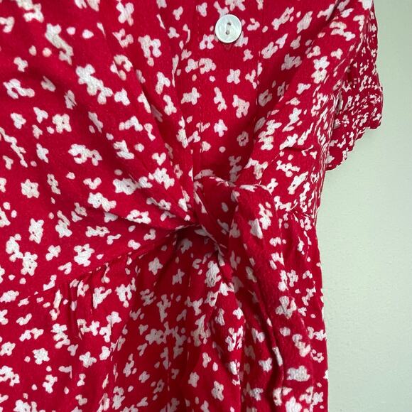 Seraphine Red Front Tie Maternity Button Up Dress Floral Size 8 - Picture 4 of 9